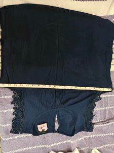 Chic Navy Blue Lace Trim Top