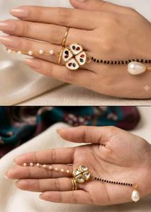 Elegant Kundan & Pearl mangalsutra Bracelet