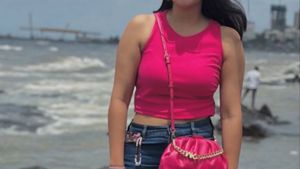 pink cut out tank top
