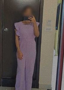 Lavender Jumpsuit with Ruffle Sleeves