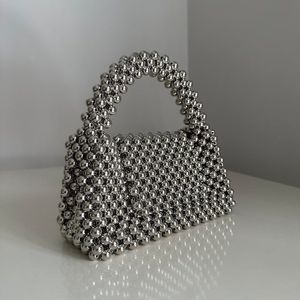 Silver Metallic Beaded Bag