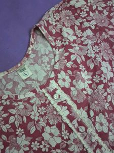 Floral Print Kurta with Lace Detail