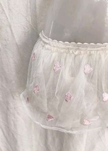 Cute Heart Embroidered Tulle Skirt