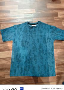 Men's Teal Graphic Print T-Shirt
