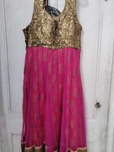 Stunning Pink &amp; Gold Sequined Gown