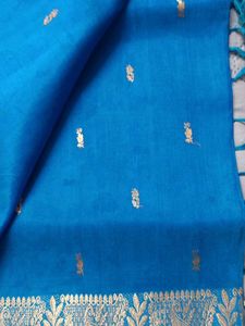 Elegant Blue Saree with Gold Border