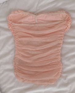 Pink Rose Embellished Mesh Top