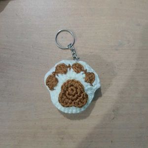 Crocheted Paw Print Keychain