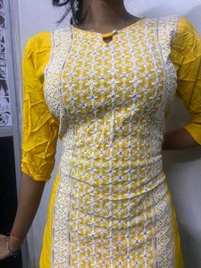 Yellow Chikankari Kurta Set