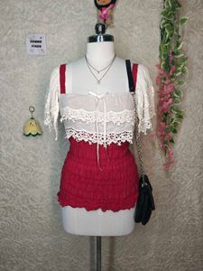 Y2K Vintage Trending Smocked Crop Top