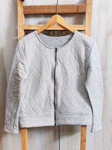Grey Quilted Zip-Up Jacket size-36