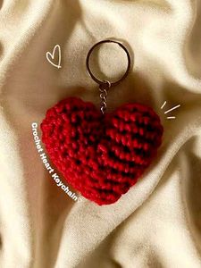 Red Crochet Heart Keychain