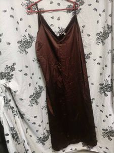 XXL size, Elegant Brown Slip Dress