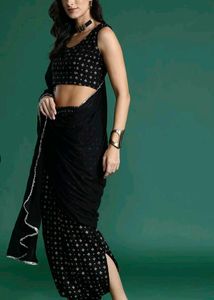 Foil Printed Gotta Patti Dhoti Saree