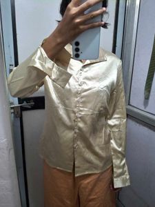 Satin Button-Up Blouse