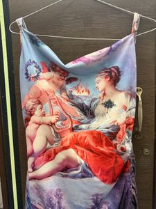 Artistic Renaissance Print Ruched Dress