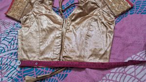 Elegant Pink &amp; Gold Embroidered Saree