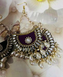 New Party Wear Earrings Colour Black &amp; Purple