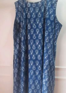 Indigo color Batik Print  A line kurti