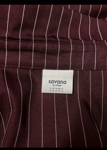 Savana Burgundy Pinstripe Fitted Blouse