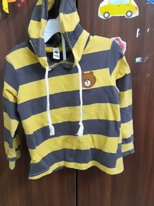 Cotton Yellow And Brown Sweat Tshirt For Boys. Size - 3-4 Years.
