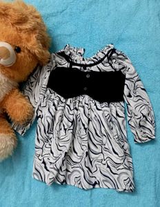 Girls' Printed Dress with Black Bodice