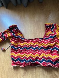 Bohemian Zigzag Print Crop Blouse