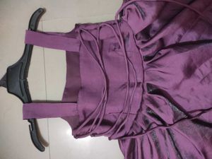 Women’s Purple Satin Fit &amp; Flare Mini Dress with