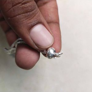 Pure Silver Pink CZ Stone Adjustable Hand Bracelet