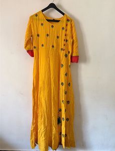 Vibrant Yellow Embroidered Kurta