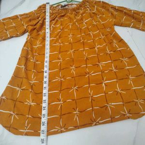 Yellow Printed Kurta 2xl