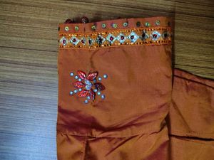 Embellished Orange Silk Blouse