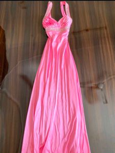 Stunning Pink Embellished Halter Neck Dress