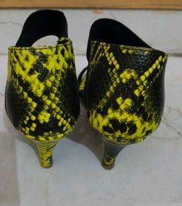 Neon Black Snake Print Heels