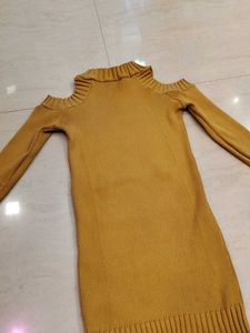 Mustard Cold Shoulder Sweater Dress