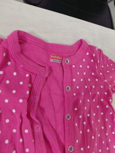 Cute Pink Polka Dot Baby Onesie