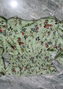 Floral Print Smocked Peplum Top