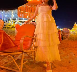 Chic Tiered Strapless Butter yellow Maxi Dress