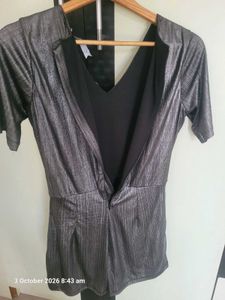 Sparkly Silver V-Neck Romper