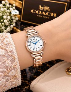 Gold Coach Watch with Crystal Bezel PREMIUM QUALIT