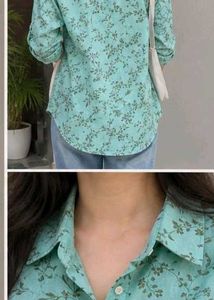 Chic Blue Floral Print Shirt