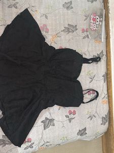 Chic Black Embroidered Peplum Top