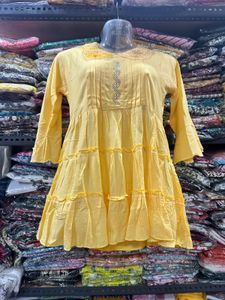 Yellow Tiered Embroidered Top