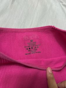 Ribbed Pink Crop Tank Top