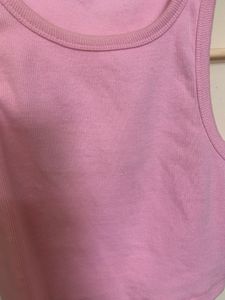 Pink Ribbed Cropped Tank Top