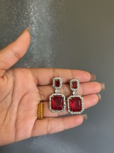 Red Crystal Dangle Earrings