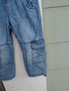 washed denim cargo jeans