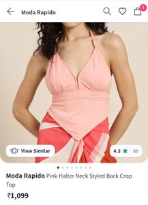 Pink Halter Neck Backless Top🩷