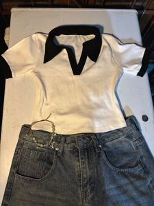 Retro White Collared Top