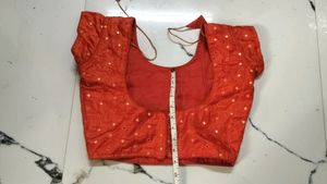 Orange Mirror Work Blouse